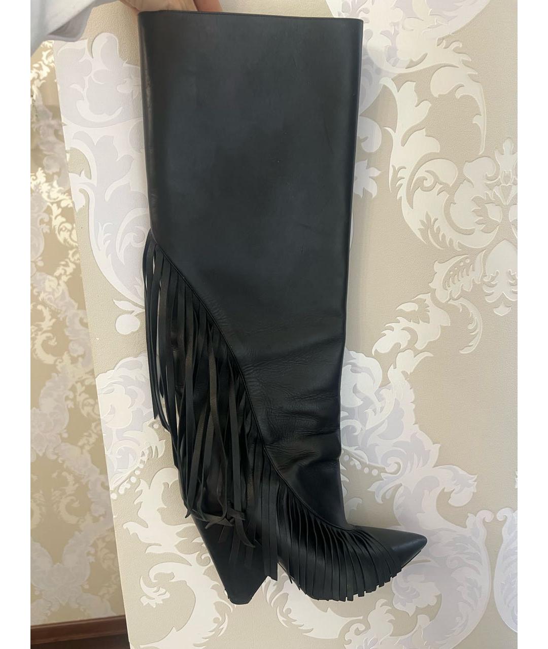 SAINT LAURENT Черные кожаные сапоги, фото 9