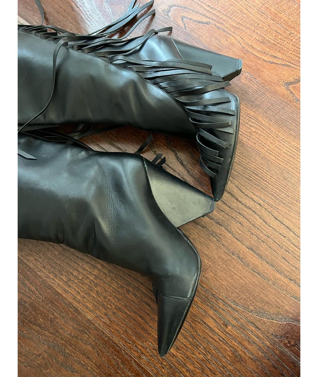 SAINT LAURENT Черные кожаные сапоги, фото 7