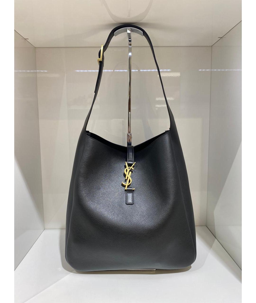 SAINT LAURENT Черная кожаная сумка тоут, фото 2