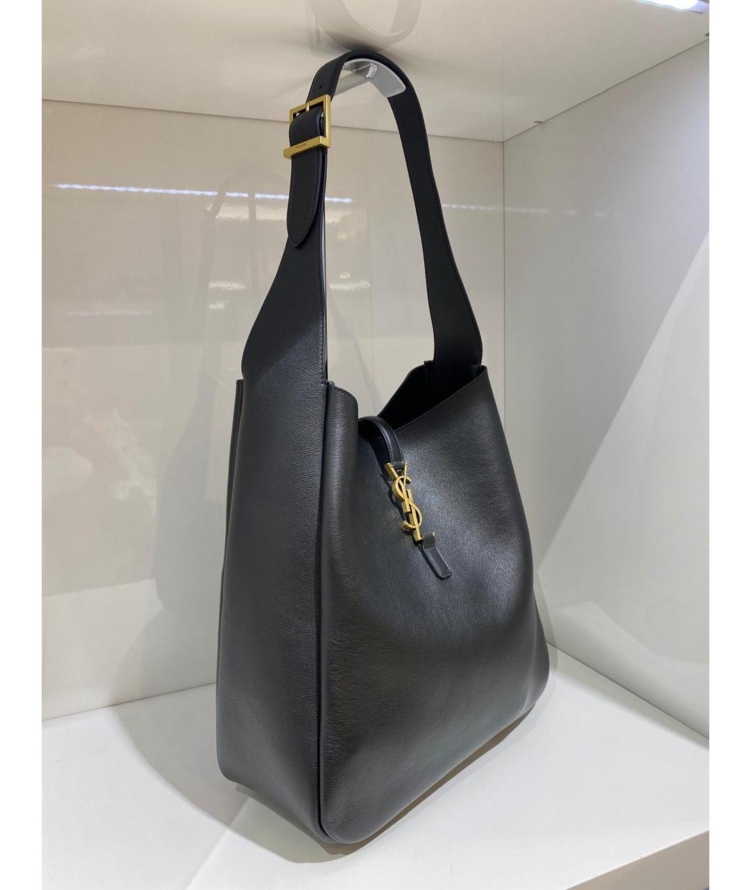 SAINT LAURENT Черная кожаная сумка тоут, фото 3