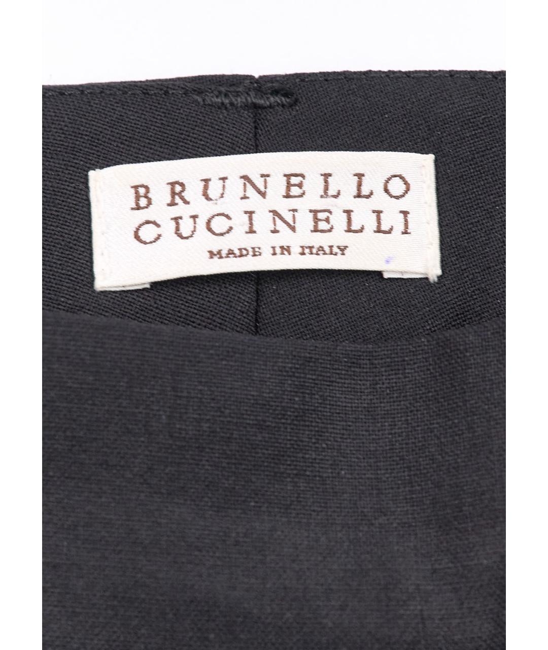 BRUNELLO CUCINELLI Черные шерстяные прямые брюки, фото 3