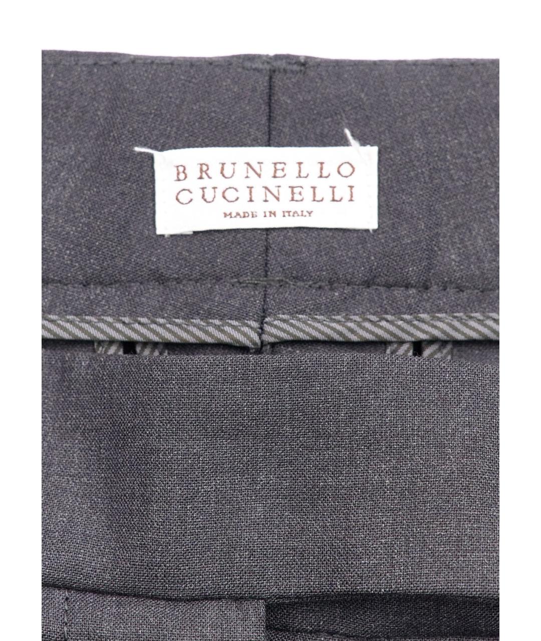 BRUNELLO CUCINELLI Серые льняные прямые брюки, фото 3