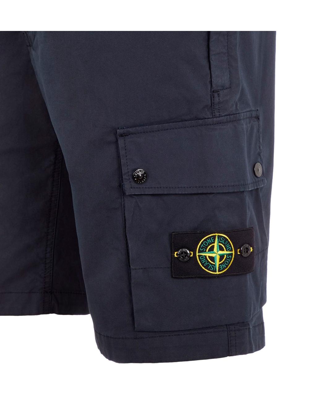 STONE ISLAND Темно-синие хлопковые шорты, фото 3