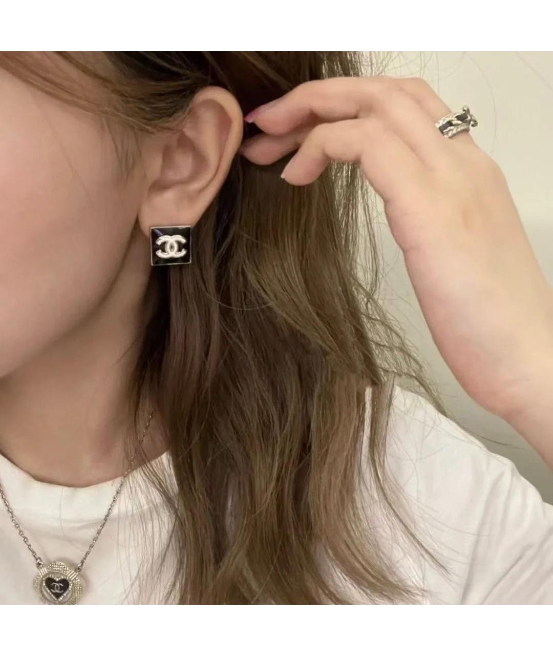 CHANEL Черные серьги, фото 4
