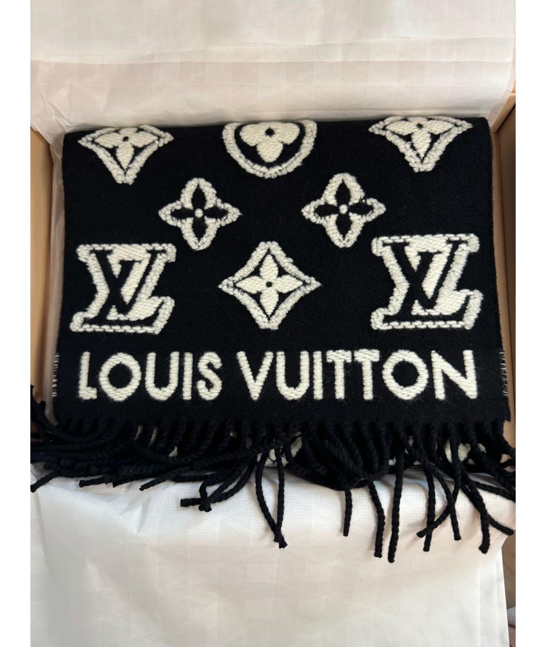 LOUIS VUITTON Черный шерстяной шарф, фото 4