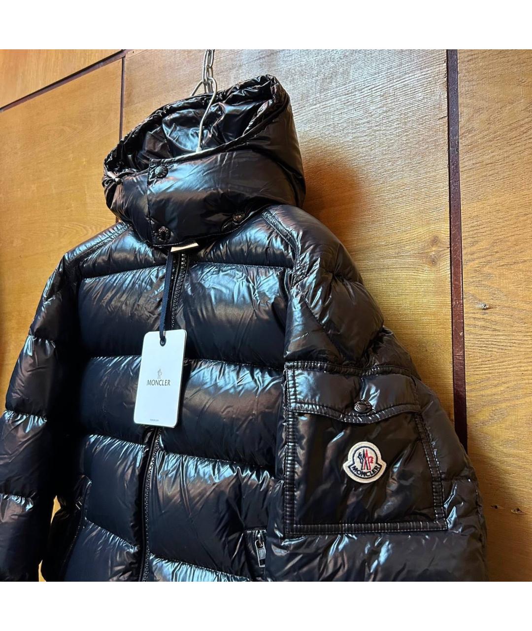 MONCLER Черный пуховик, фото 2