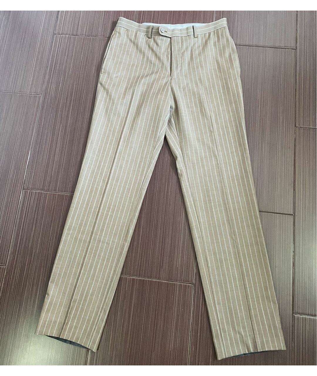 CARVEN Бежевые шерстяные классические брюки, фото 6
