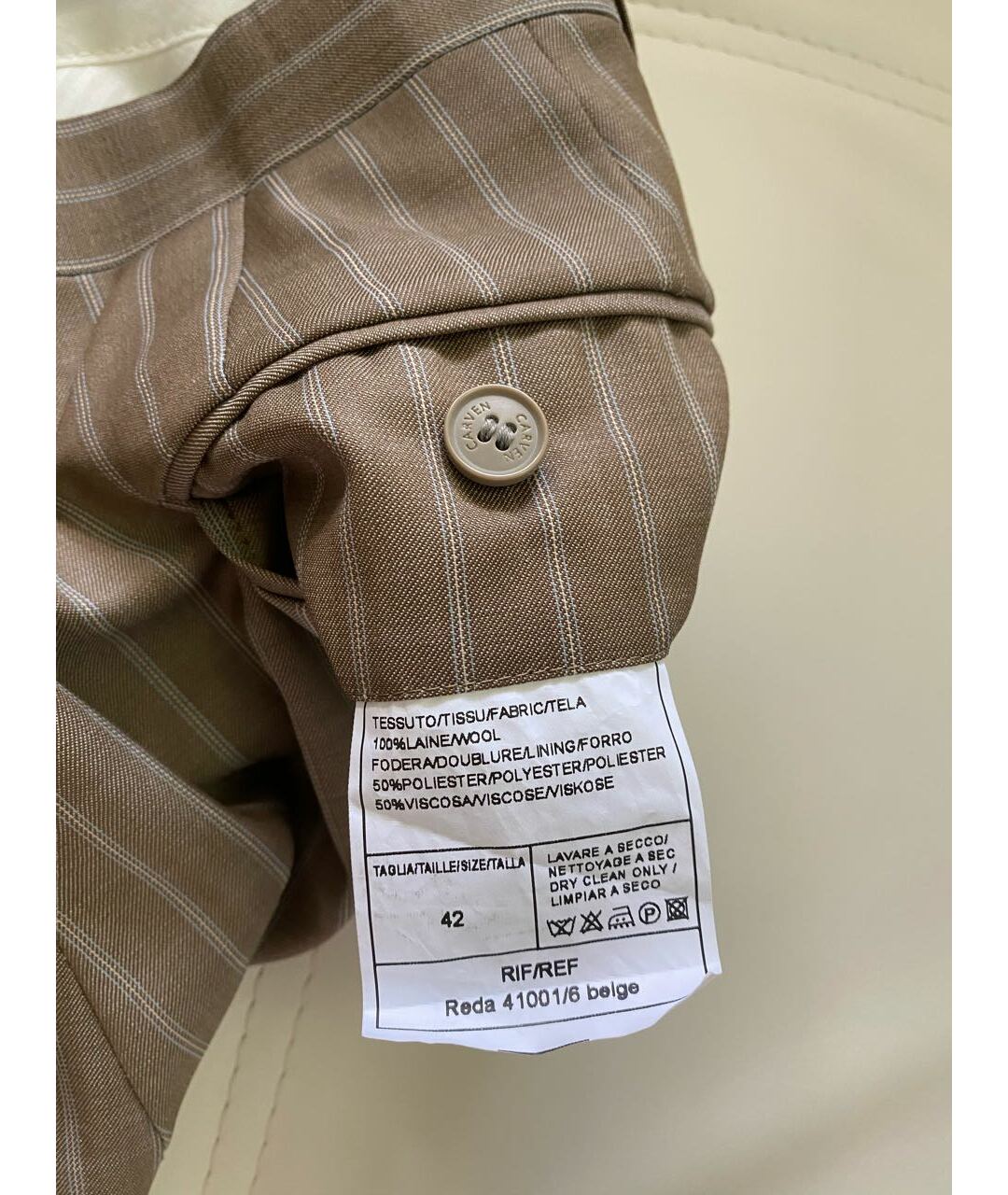 CARVEN Бежевые шерстяные классические брюки, фото 5