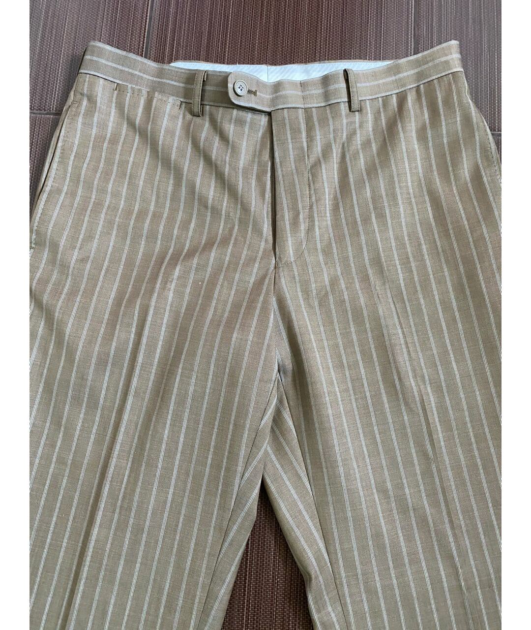 CARVEN Бежевые шерстяные классические брюки, фото 2