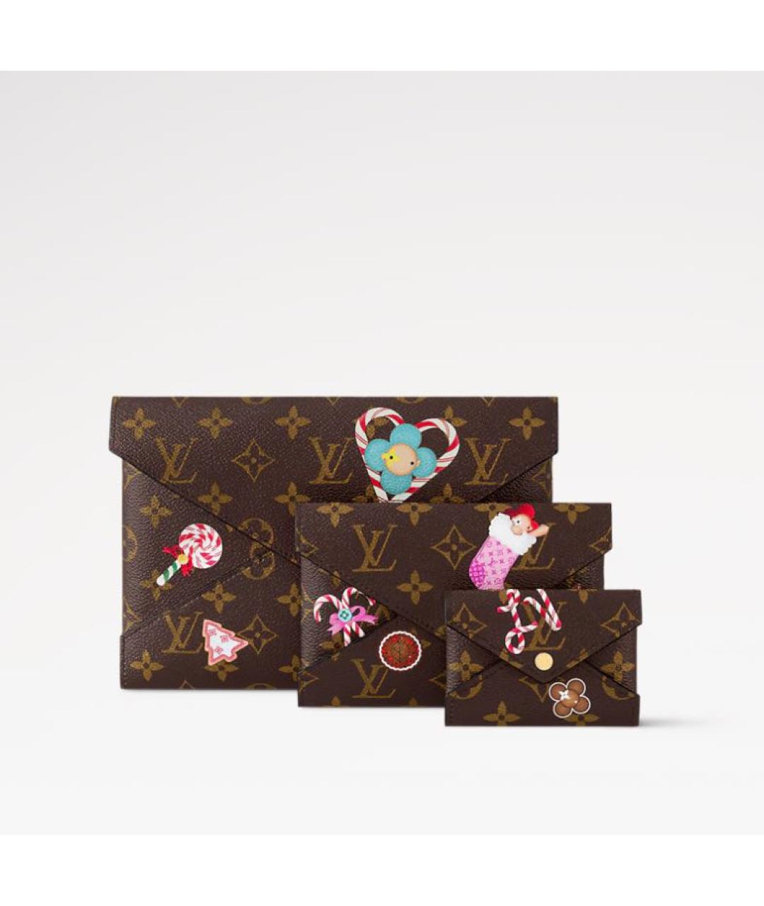 LOUIS VUITTON Коричневая кожаная косметичка, фото 4