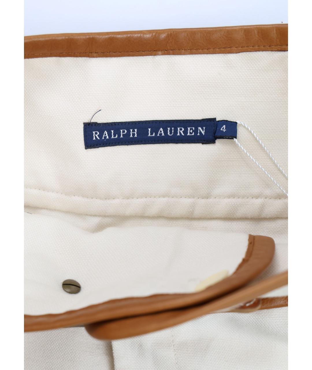 RALPH LAUREN Бежевая хлопковая юбка мини, фото 3