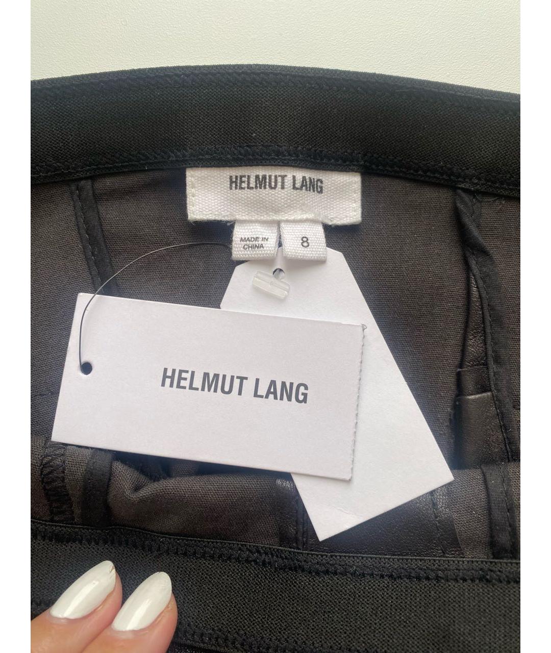 HELMUT LANG Черные кожаные брюки узкие, фото 3