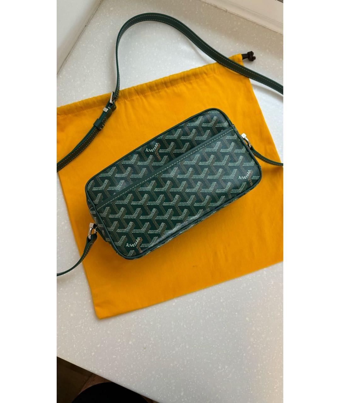 GOYARD Зеленая кожаная сумка на плечо, фото 8