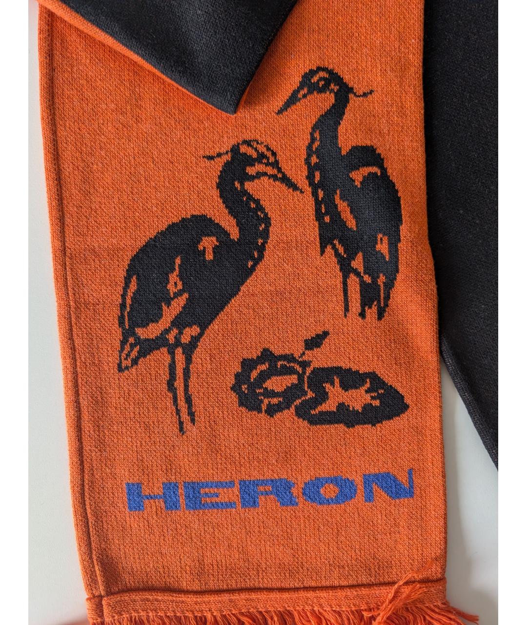 HERON PRESTON Черный шерстяной шарф, фото 4