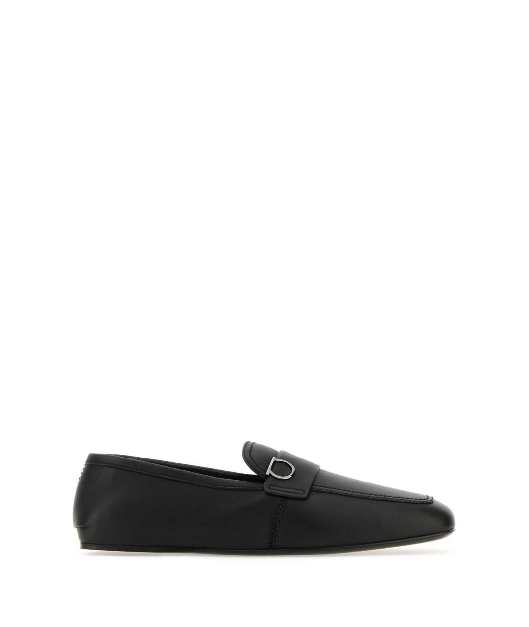 FERRAGAMO Черные кожаные лоферы, фото 1
