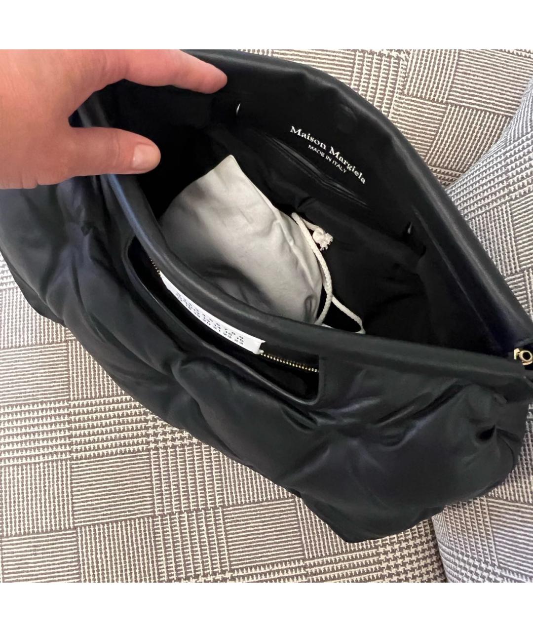 MAISON MARGIELA Черная кожаная сумка через плечо, фото 3