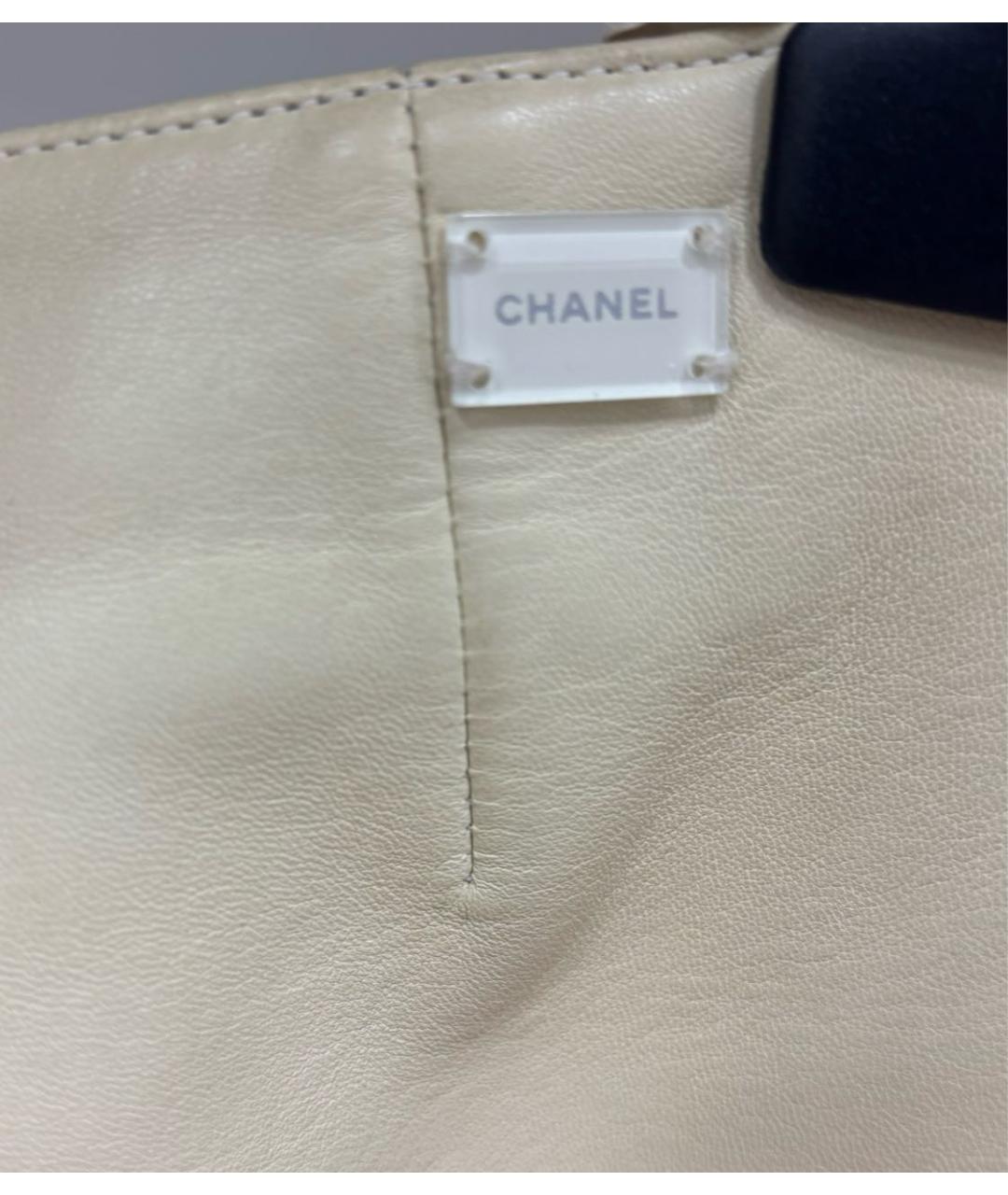 CHANEL Бежевая кожаная юбка мини, фото 5