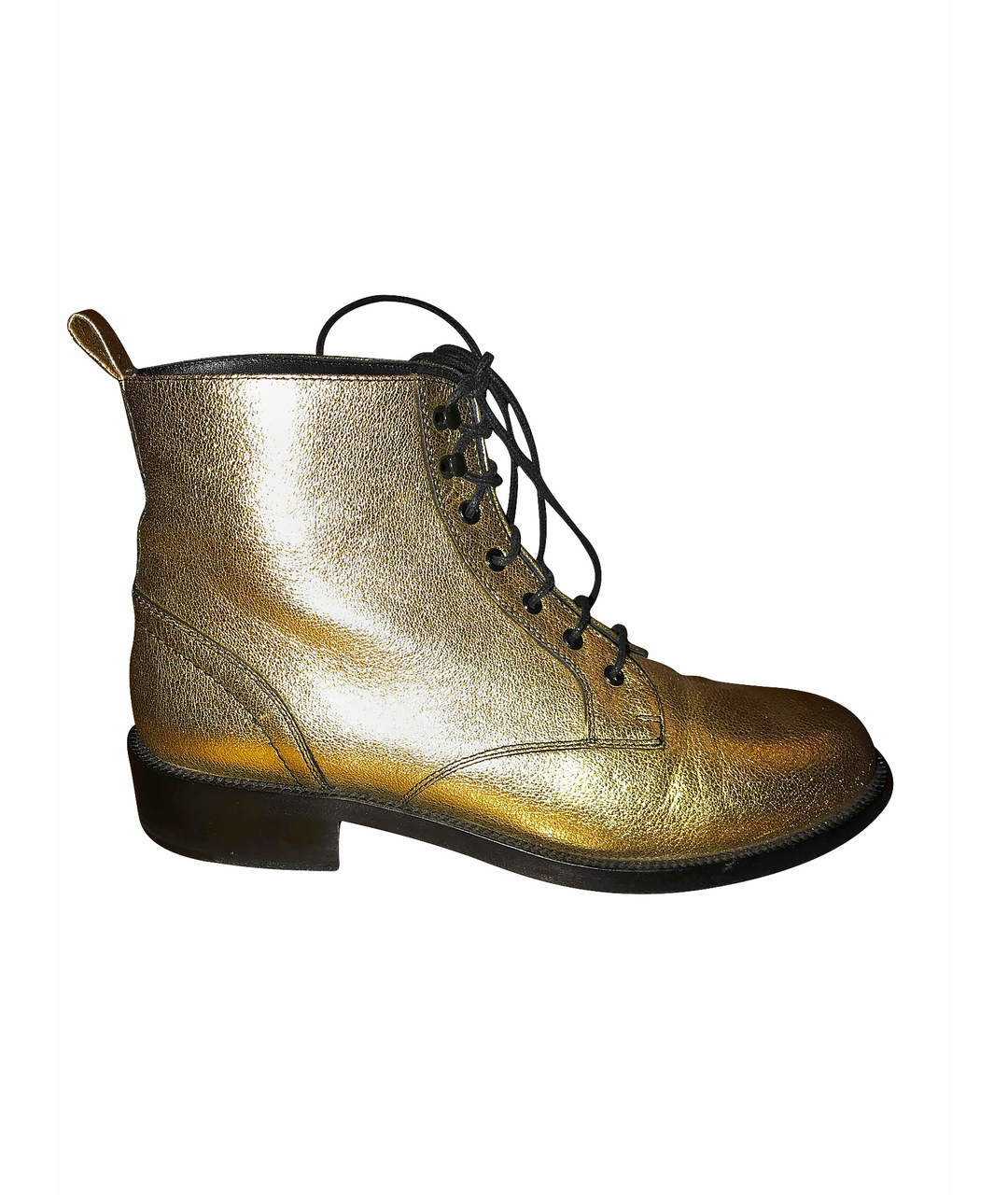 SAINT LAURENT Золотые кожаные ботинки, фото 1