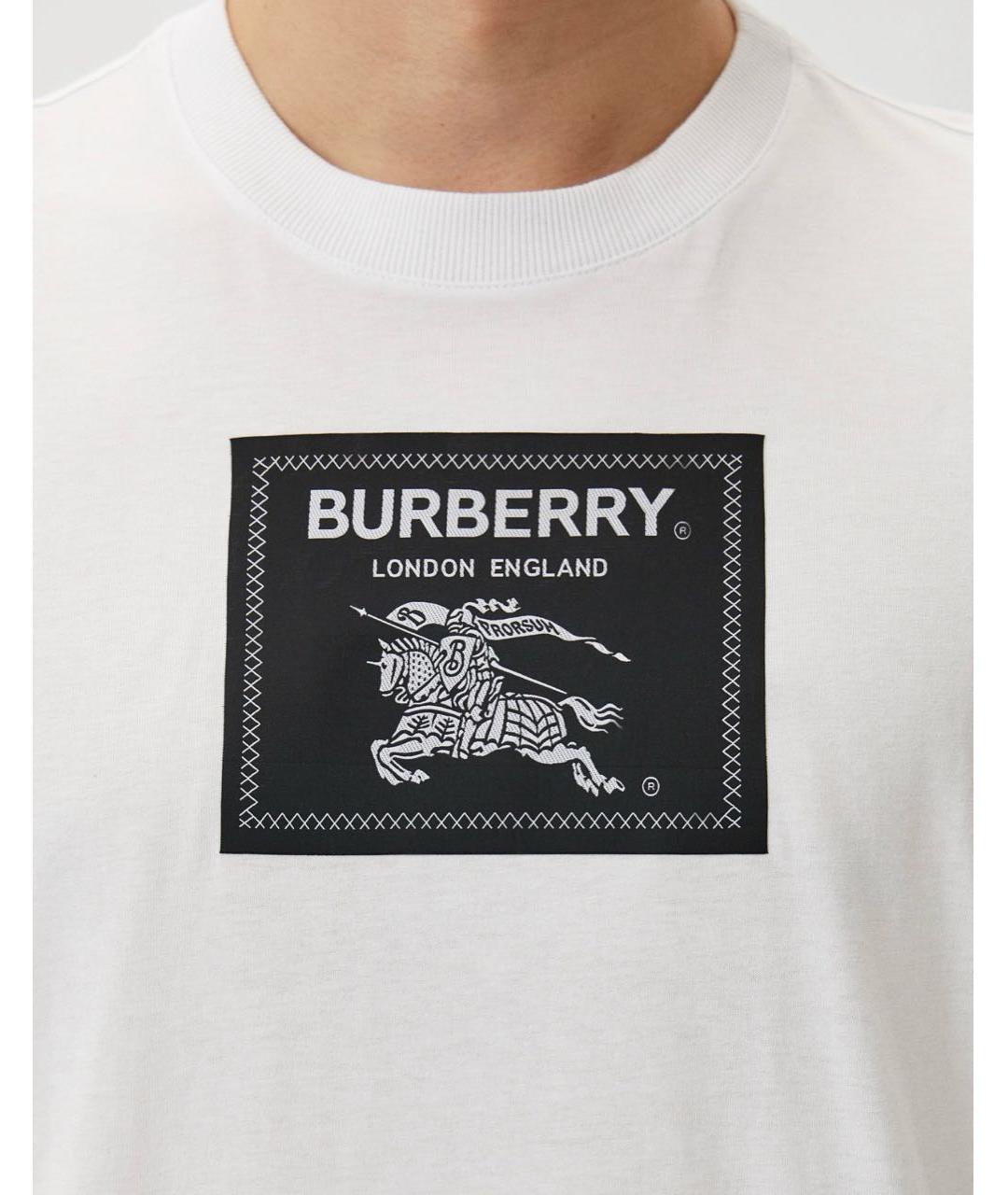 BURBERRY Белая хлопковая футболка, фото 2