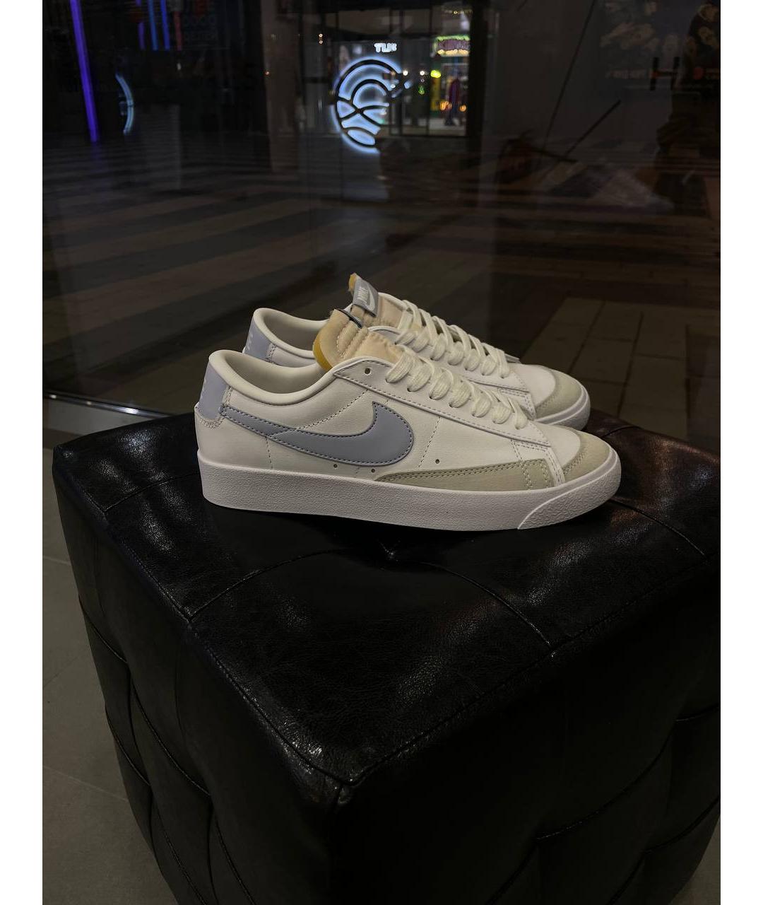 NIKE Белые кожаные низкие кроссовки / кеды, фото 5