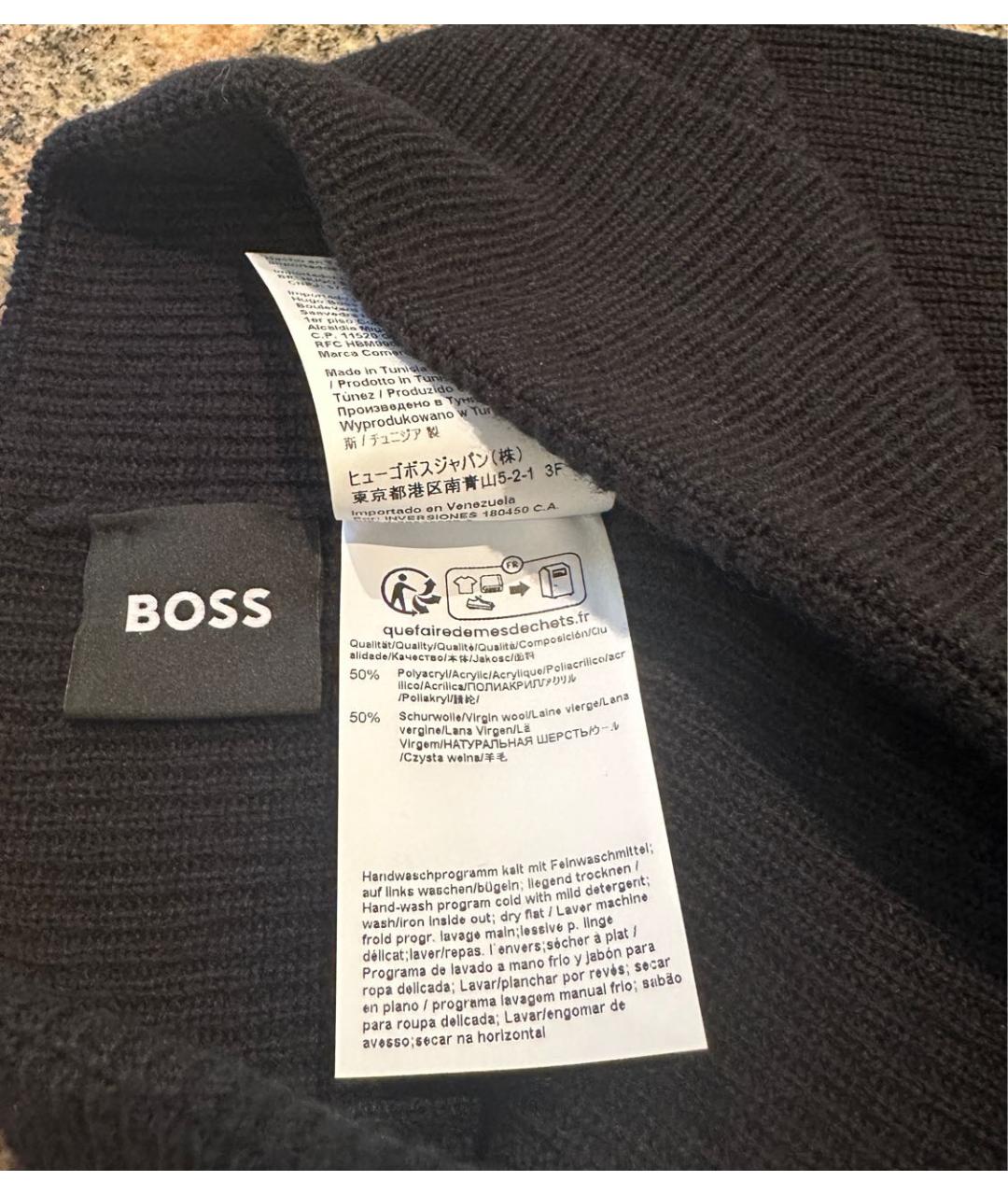 HUGO BOSS Черная шерстяная шапка, фото 7