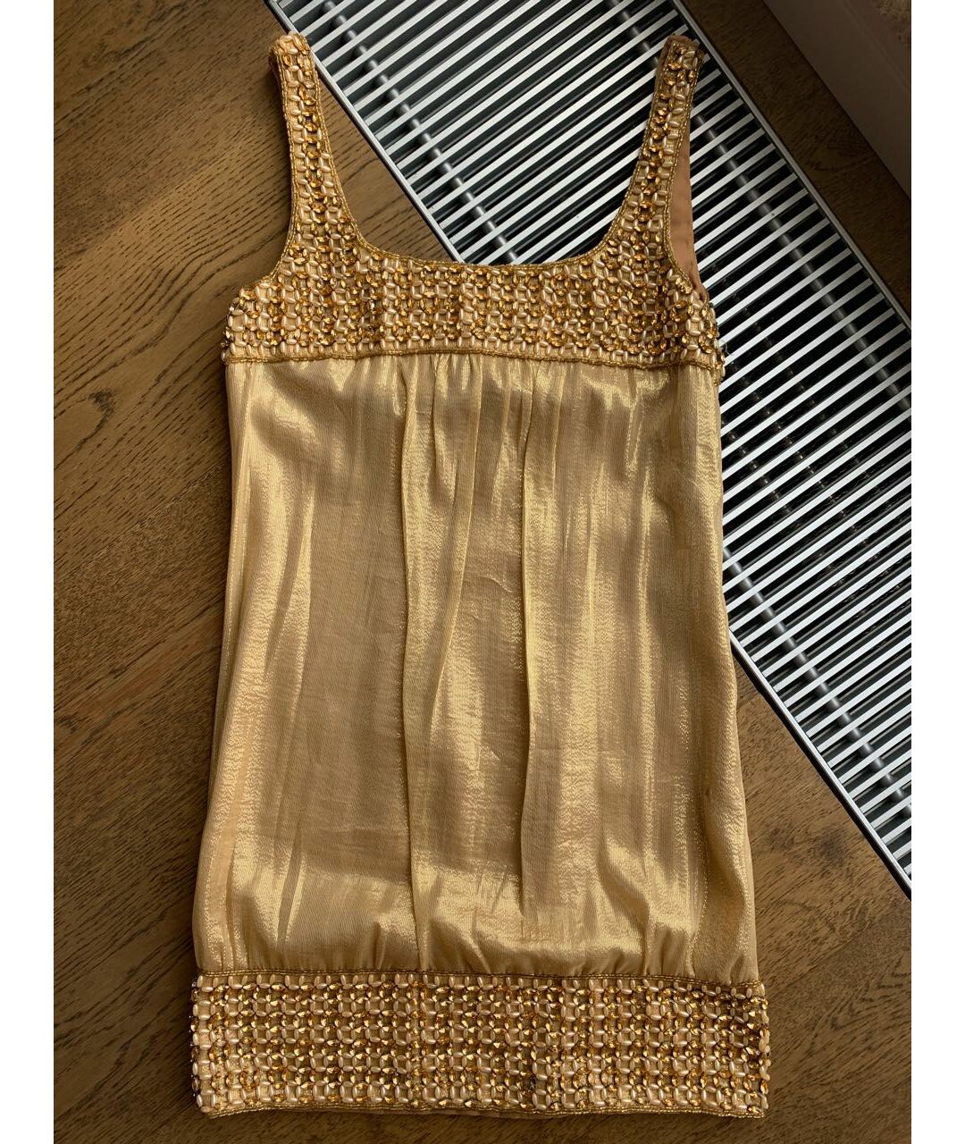 JOVANI Золотое шелковое повседневное платье, фото 7