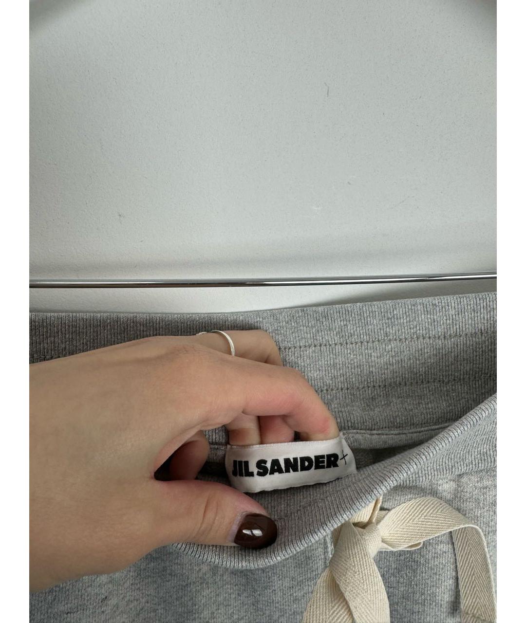 JIL SANDER Серые хлопко-эластановые спортивные брюки и шорты, фото 5