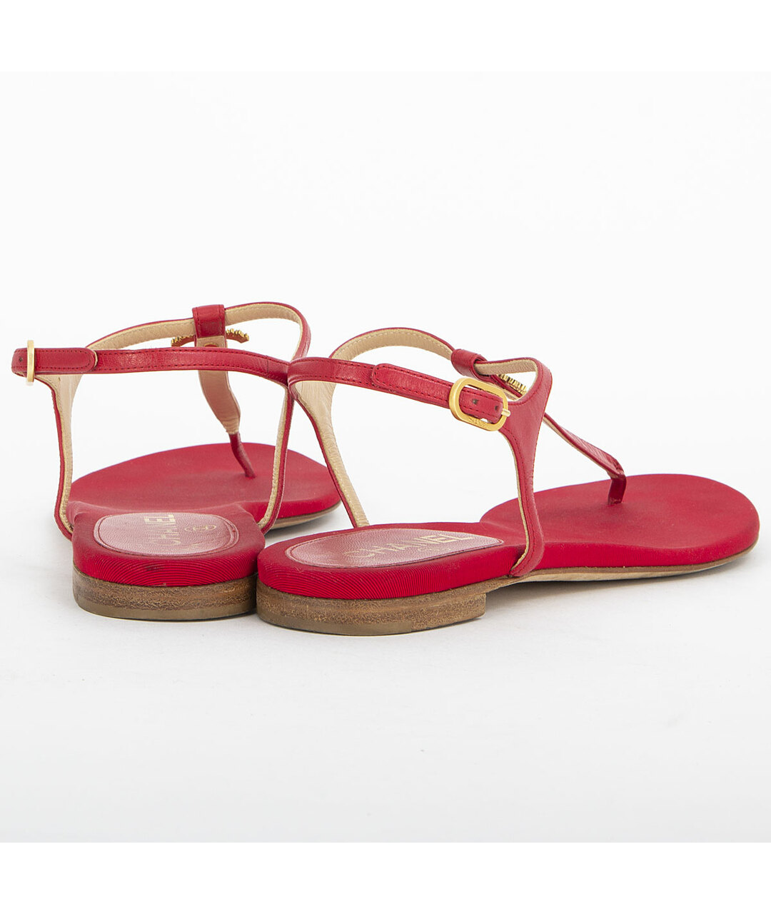 CHANEL PRE-OWNED Красные кожаные сандалии, фото 4
