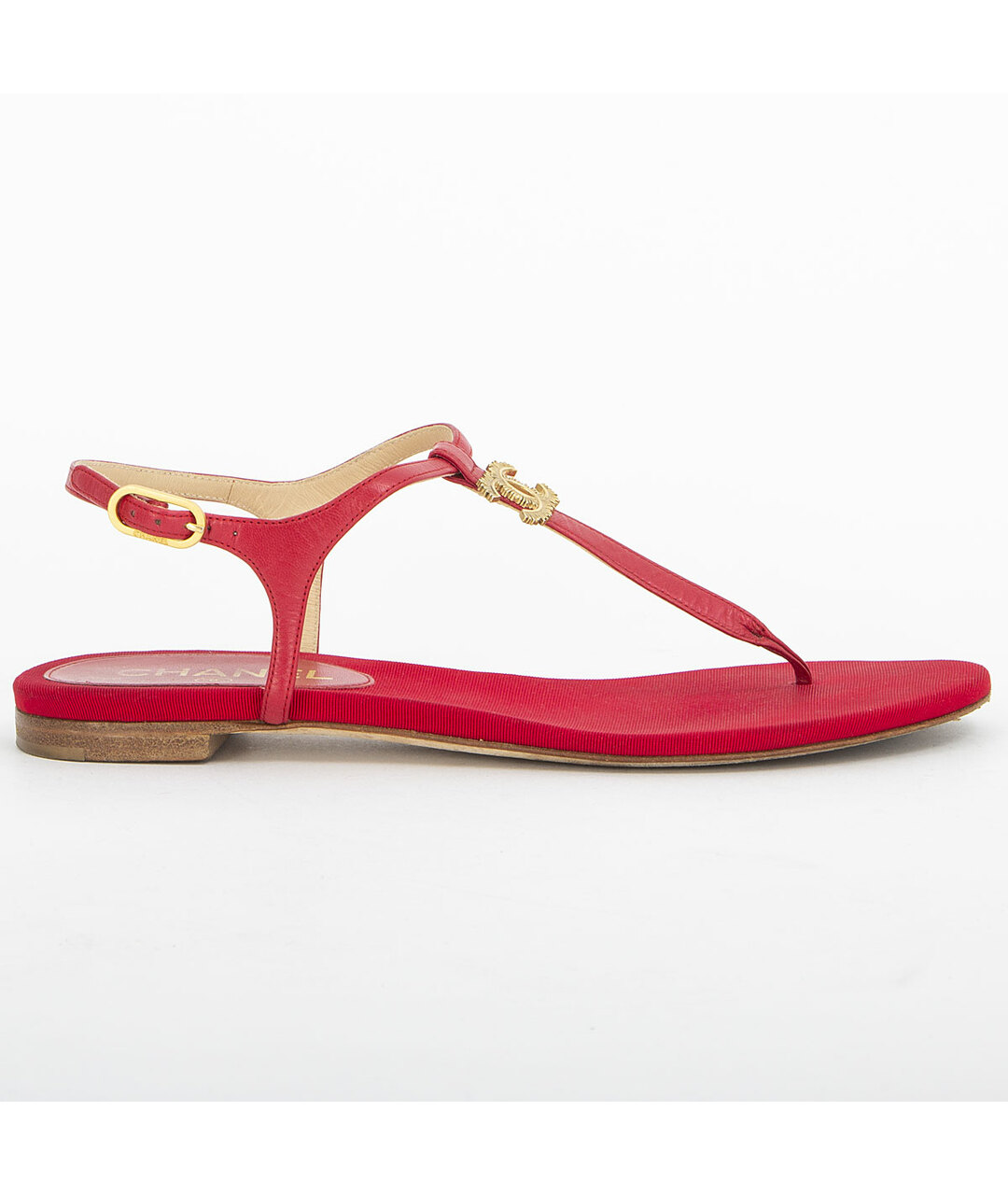 CHANEL PRE-OWNED Красные кожаные сандалии, фото 8