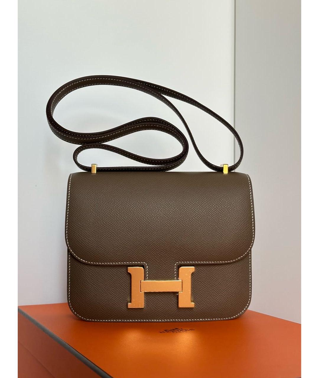 HERMES Коричневая кожаная сумка через плечо, фото 6