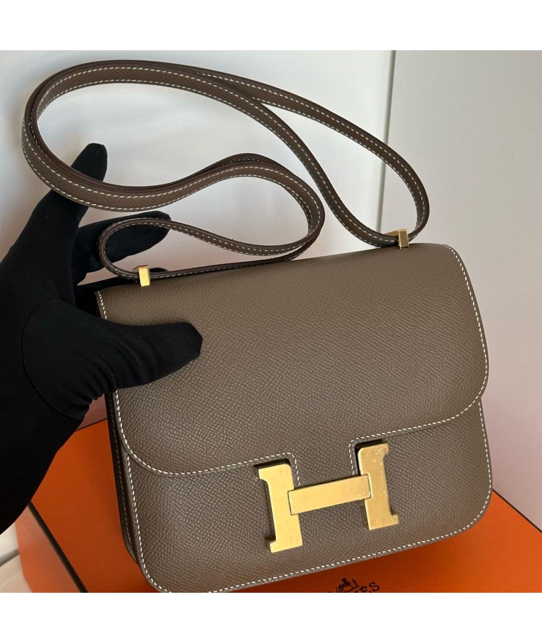 HERMES Коричневая кожаная сумка через плечо, фото 4