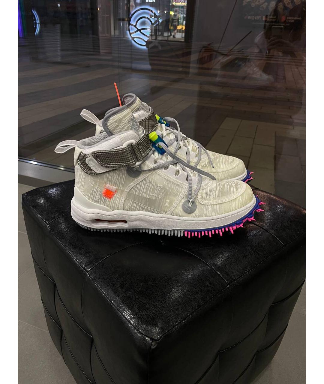 NIKE X OFF-WHITE Белые синтетические высокие кроссовки / кеды, фото 5