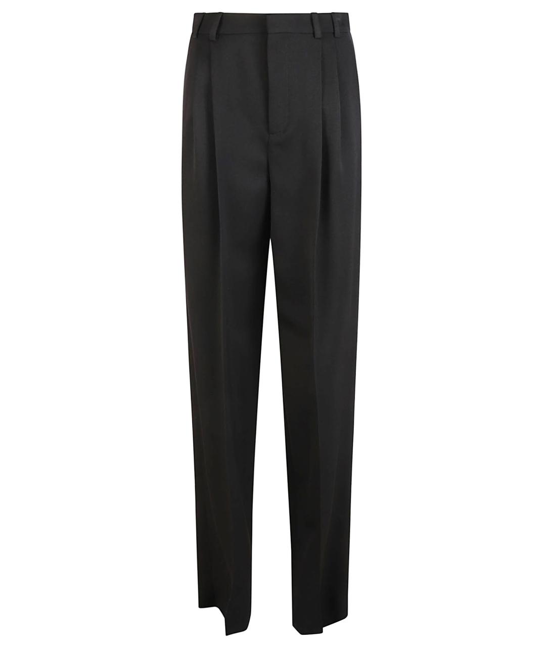 SAINT LAURENT Черные шерстяные прямые брюки, фото 1