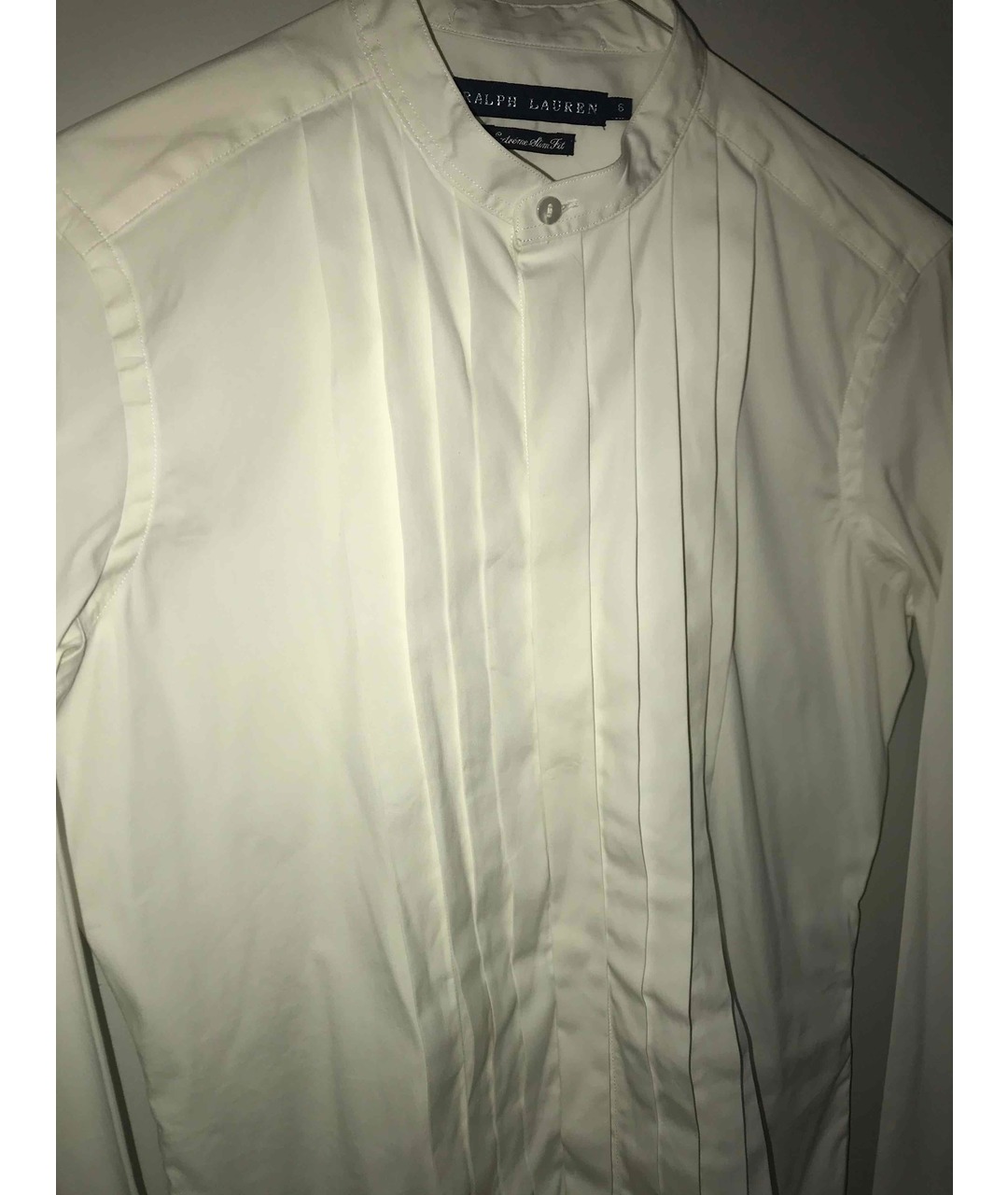 RALPH LAUREN Белая хлопко-эластановая рубашка, фото 2