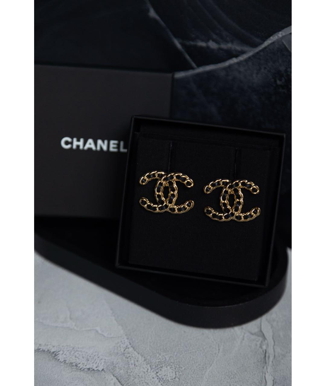 CHANEL Черные латунные серьги, фото 3