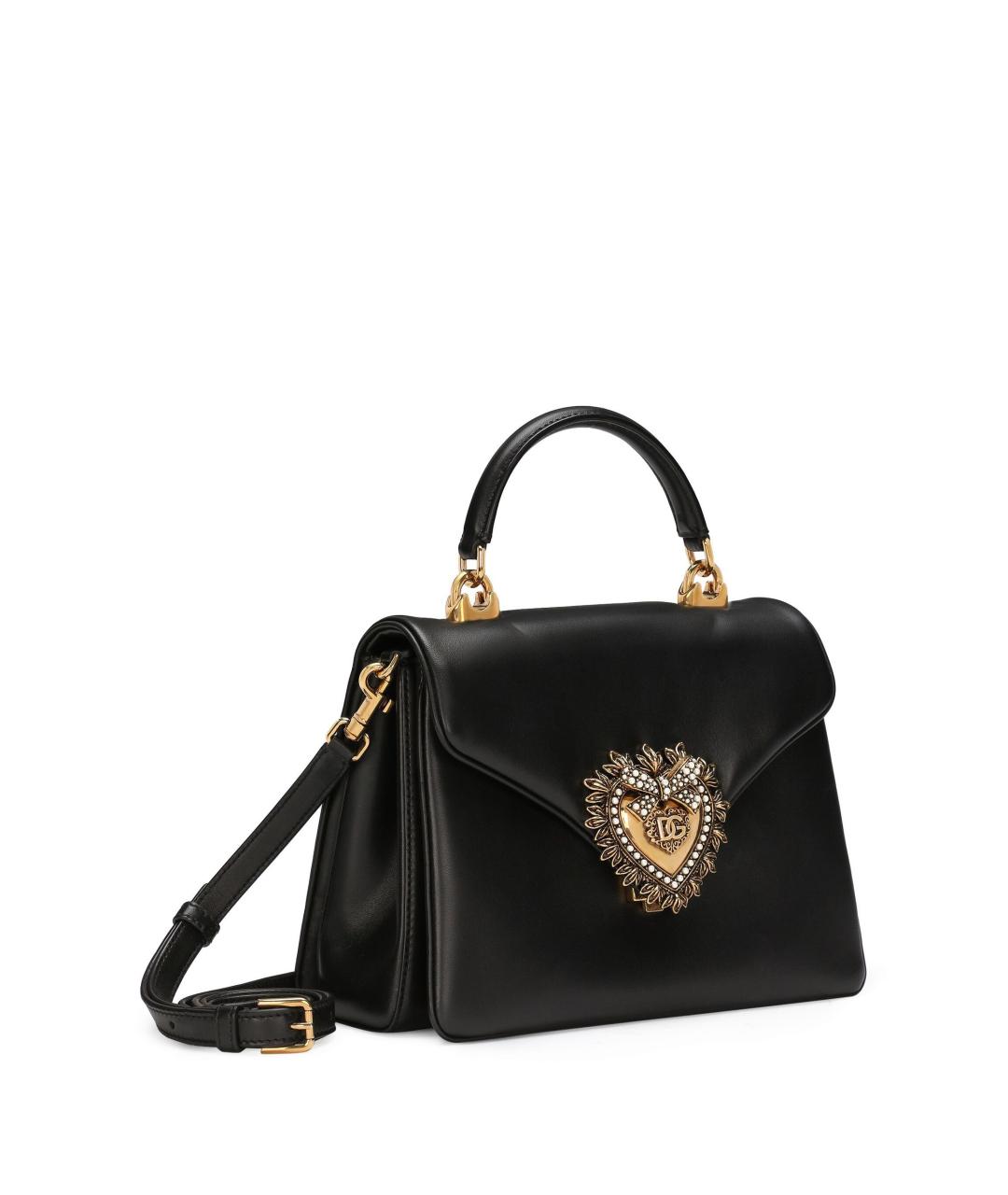DOLCE&GABBANA Черная кожаная сумка с короткими ручками, фото 4