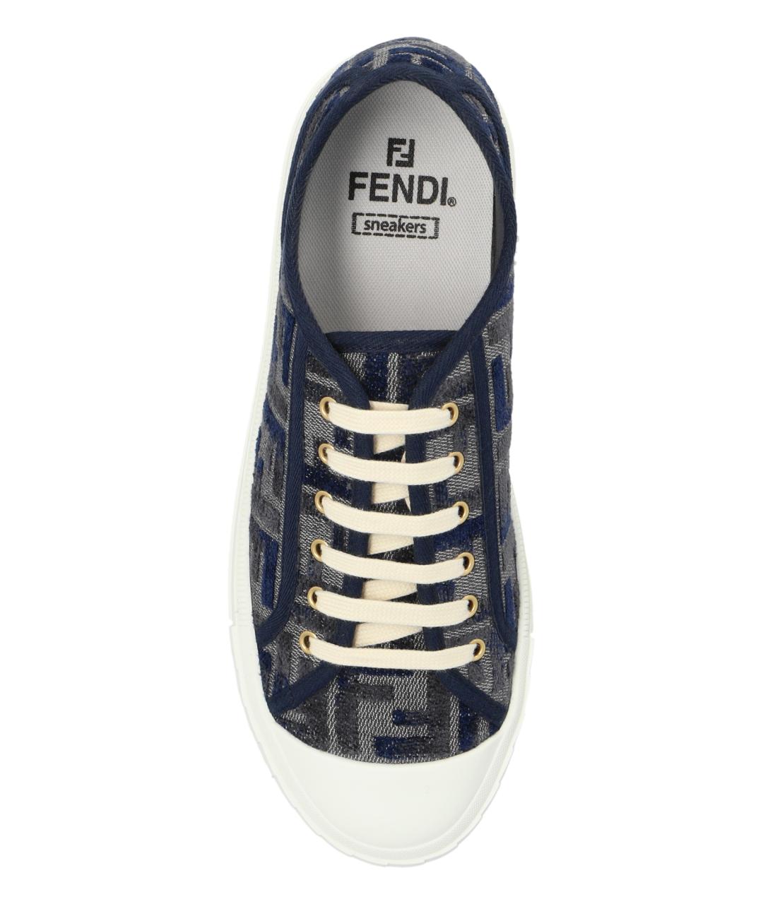 FENDI Синие текстильные кеды, фото 5