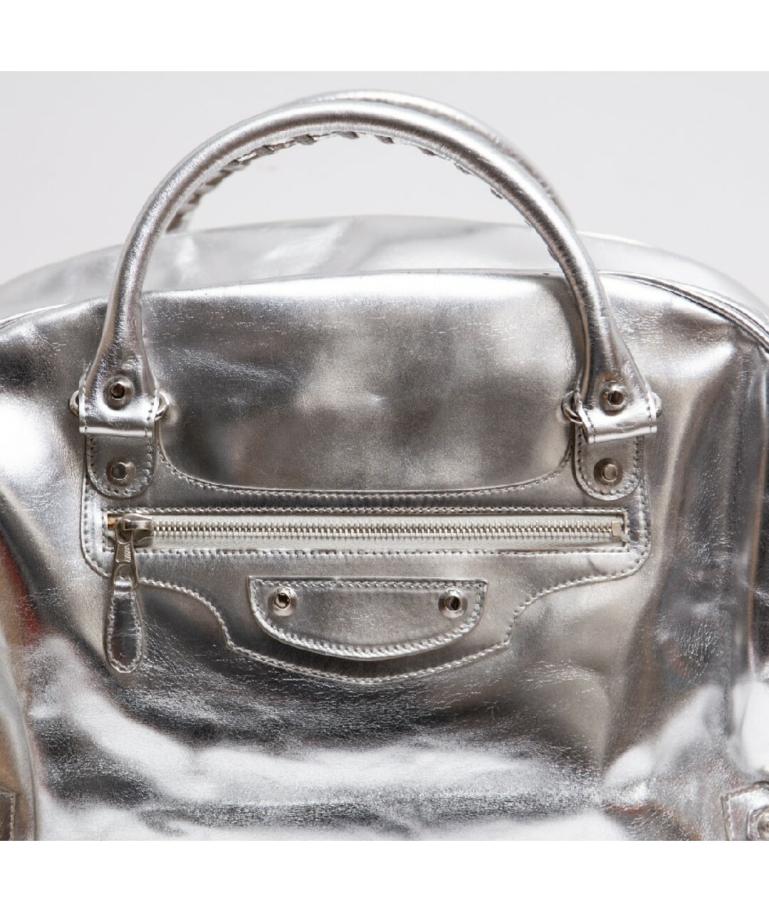 BALENCIAGA Серебряная кожаная дорожная/спортивная сумка, фото 2