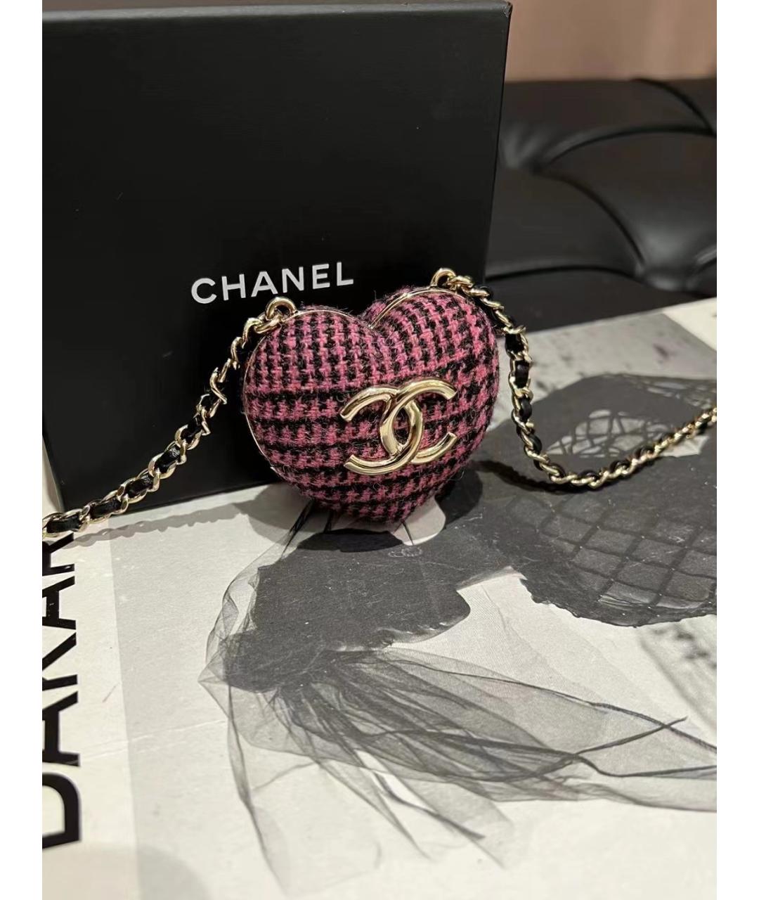 CHANEL Фиолетовая твидовая сумка через плечо, фото 5