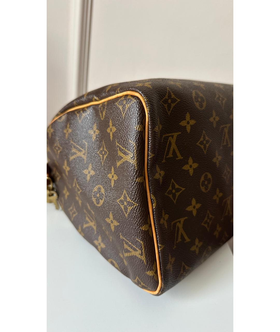 LOUIS VUITTON Коричневая кожаная сумка с короткими ручками, фото 6