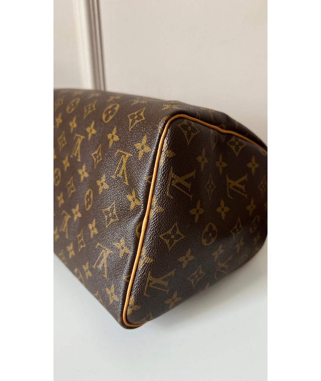 LOUIS VUITTON Коричневая кожаная сумка с короткими ручками, фото 7