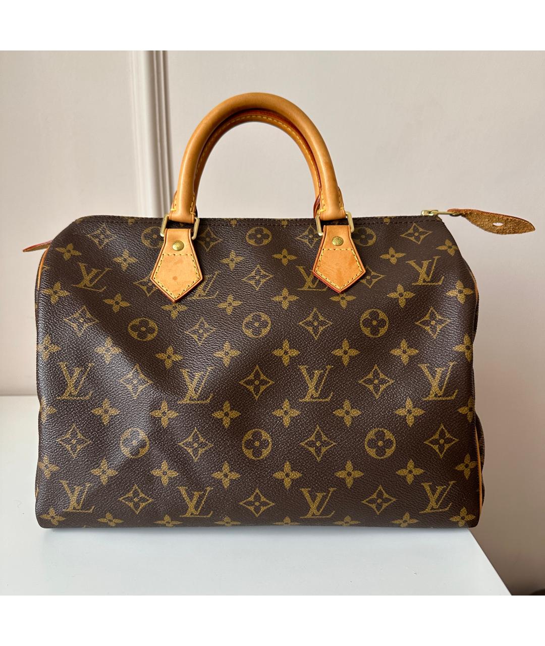 LOUIS VUITTON Коричневая кожаная сумка с короткими ручками, фото 2