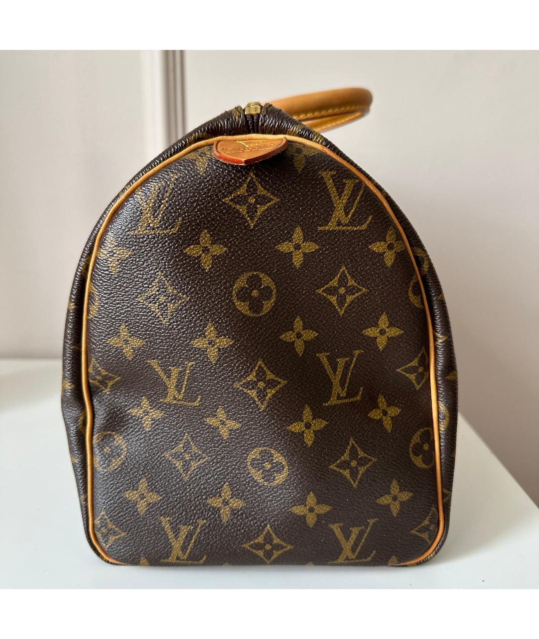 LOUIS VUITTON Коричневая кожаная сумка с короткими ручками, фото 3