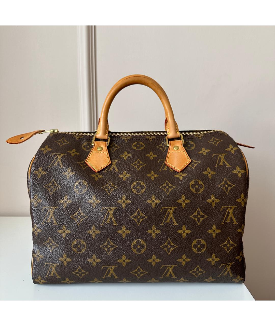 LOUIS VUITTON Коричневая кожаная сумка с короткими ручками, фото 10