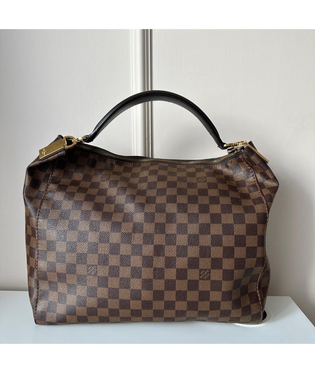 LOUIS VUITTON Коричневая кожаная сумка тоут, фото 10