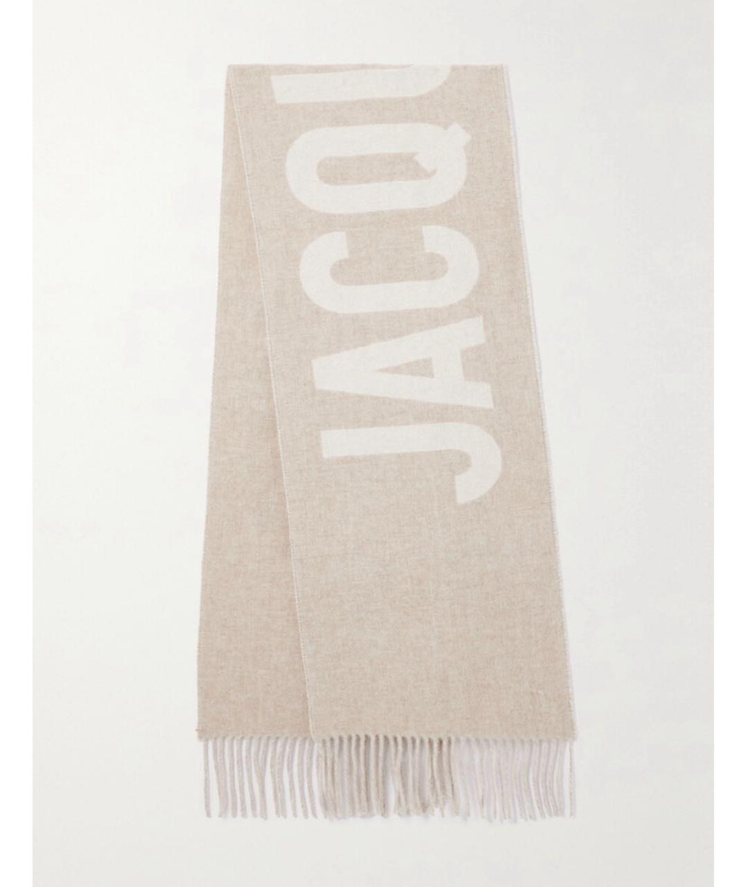 JACQUEMUS Бежевый шерстяной шарф, фото 4