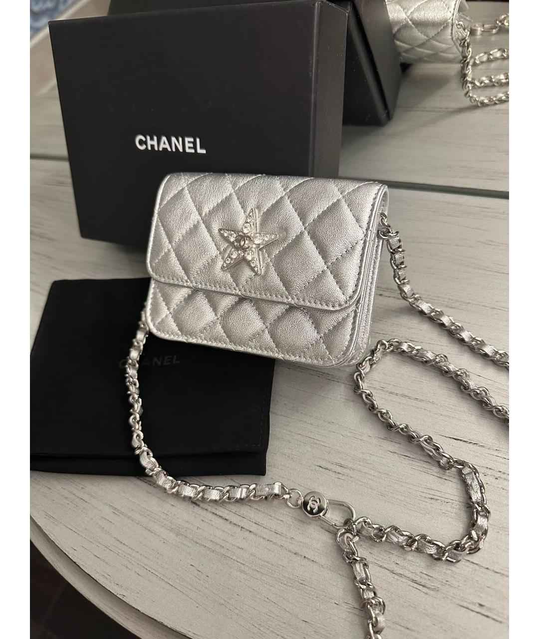 CHANEL Серебряная кожаная поясная сумка, фото 3