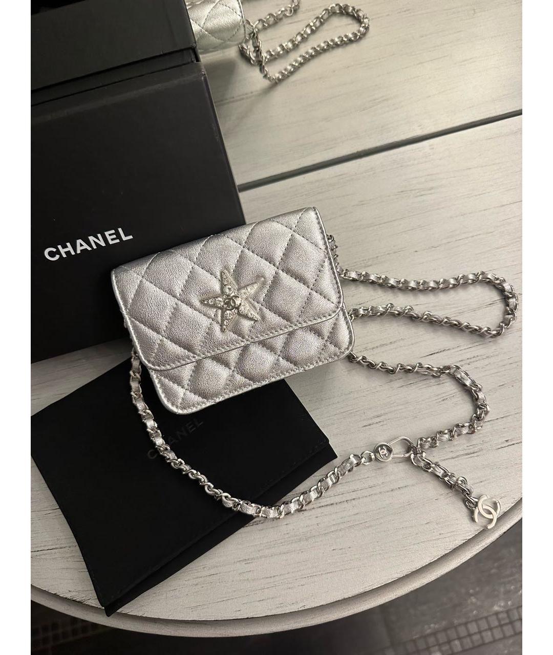 CHANEL Серебряная кожаная поясная сумка, фото 4