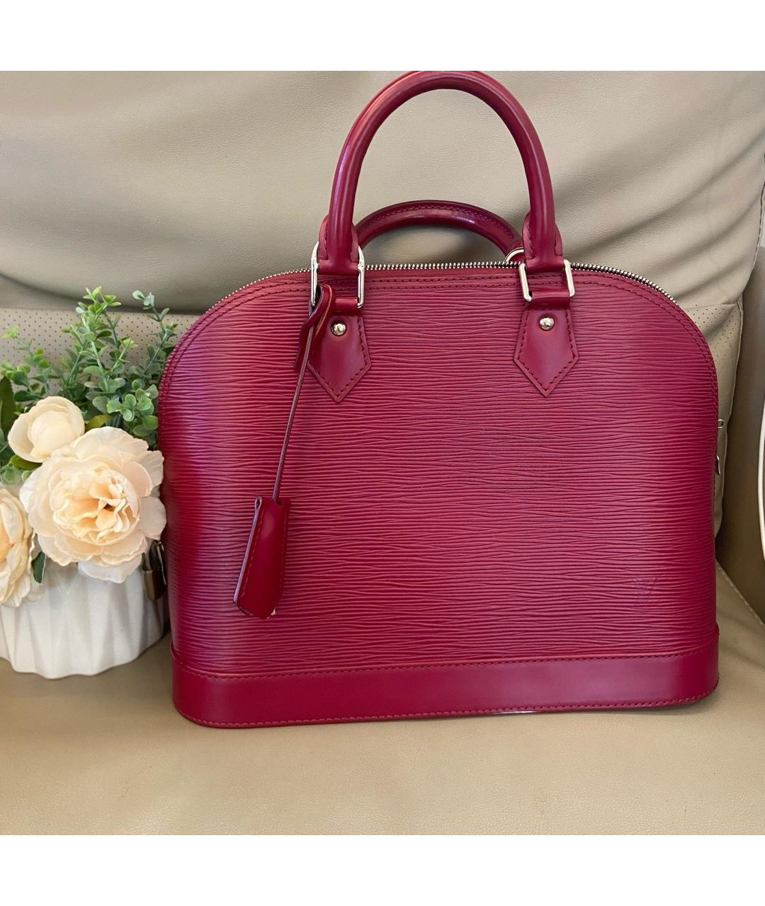 LOUIS VUITTON Фуксия кожаная сумка с короткими ручками, фото 7