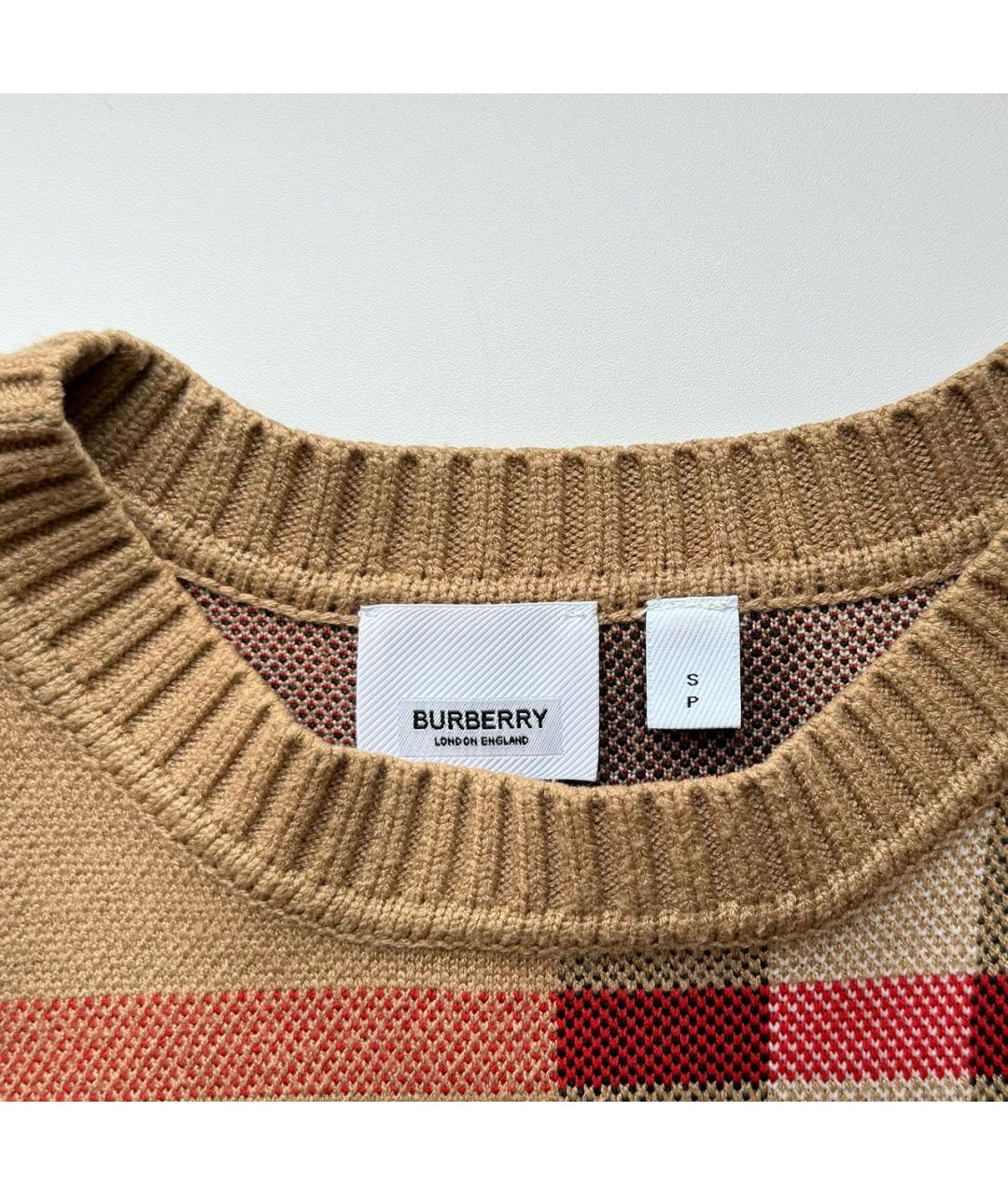 BURBERRY Бежевый шерстяной джемпер / свитер, фото 3